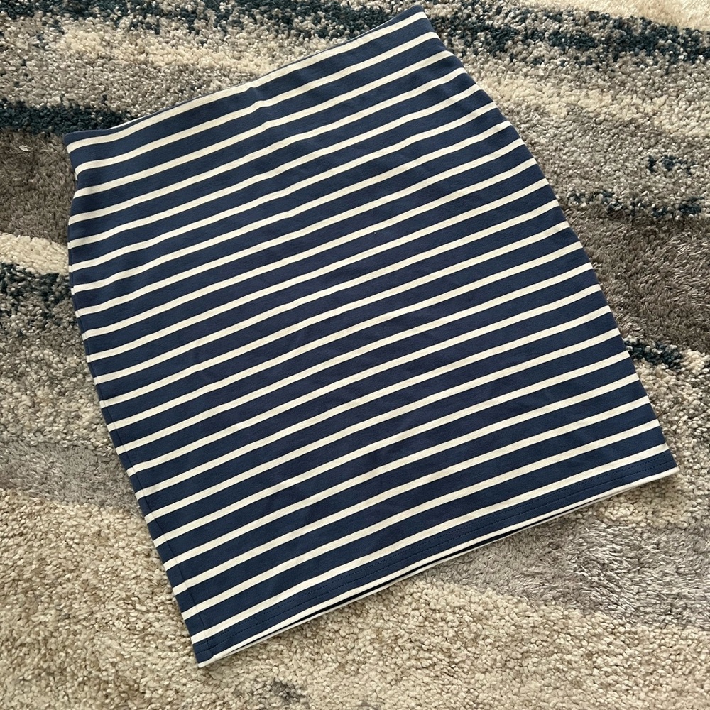 LOFT blue and white Striped Pencil Skirt